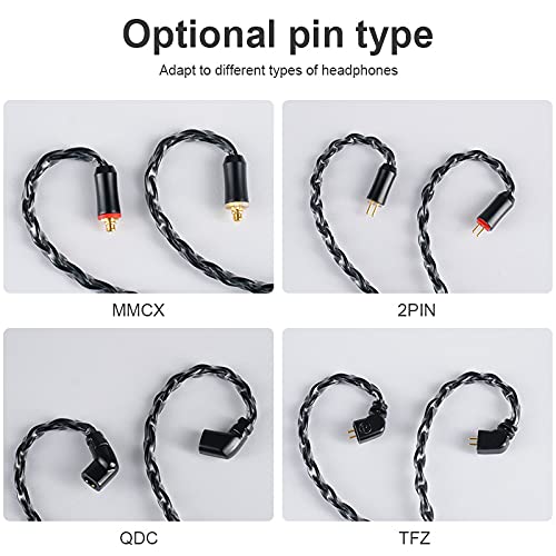 8-Strand Aluminum Alloy Cross Braided Headphone Cable Pink and Black Headphone Upgrade Replacement line MMCX/2Pin/QDC/TFZ/2.5mm-4.4mm to Improve The Sound Quality Headphone Cable. (QDC, 3.5mm, Black)