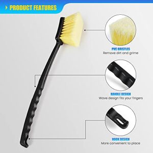 JINHILL Wheel & Tire Brush - 20" Long Handle Bristle Brush for Car Detailing & Hard to Reach Wheel Wells, Cleaning Scrub Brush for Dirty Tires & Releases Dirt and Road Grime