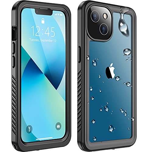 SPIDERCASE Designed for iPhone 13 Case, Waterproof Built-in Screen Protector, Rugged Heavy Duty Full Body Shockproof Protection Phone Case for iPhone 13 6.1 inch 2021”, Black/Clear