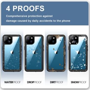 SPIDERCASE Designed for iPhone 13 Case, Waterproof Built-in Screen Protector, Rugged Heavy Duty Full Body Shockproof Protection Phone Case for iPhone 13 6.1 inch 2021”, Black/Clear