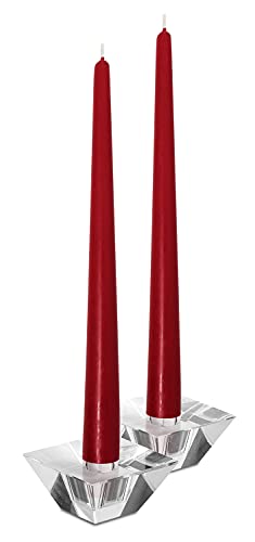 Hyoola Tall Taper Candles - 12 Inch Cherry Red Unscented Dripless Taper Candles - 10 Hour Burn Time - 12 Pack