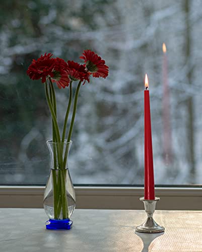 Hyoola Tall Taper Candles - 12 Inch Cherry Red Unscented Dripless Taper Candles - 10 Hour Burn Time - 12 Pack