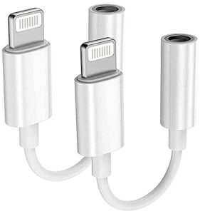 2 pack [apple mfi certified] for iphone 3.5mm headphones adapter, lightning to 3.5 mm headphone/earphone jack converter audio aux adapter dongle for iphone 12/11/se 2020/xr/xs/x/8 7, support ios 14