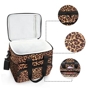 HMZXZ Large Cooler Lunch Bag Animal Leopard Skin Pattern 24-Can (15L) Insulated Lunch Box Soft Leakproof Cooler Cooling Tote Bag for Adult Men Women Camping, Picnic, BBQ, 30.5x22x25.5cm