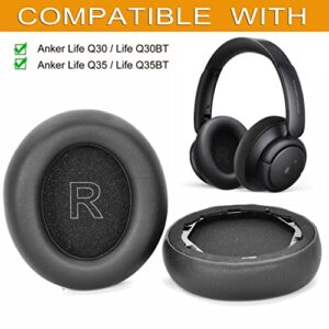 Life Q30 / Q35 Earpads - defean Replacement Ear Cushion Foam Cover Ear Pads Compatible with Anker Soundcore Life Q30 / Q35 BT Headphones, Softer Leather,High-Density Noise Cancelling Foam (Black)