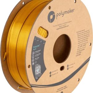 Polymaker Silk PLA Filament 1.75mm, Shiny Gold PLA 3D Printer Filament Silk 1kg - PolyLite 1.75 PLA Filament Silk Gold Filament 1.75mm Shiny PLA 3D Filament