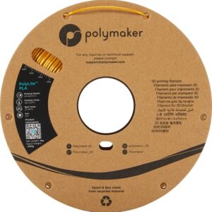 Polymaker Silk PLA Filament 1.75mm, Shiny Gold PLA 3D Printer Filament Silk 1kg - PolyLite 1.75 PLA Filament Silk Gold Filament 1.75mm Shiny PLA 3D Filament