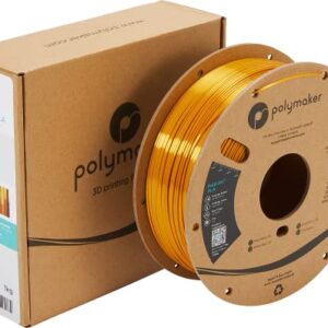 Polymaker Silk PLA Filament 1.75mm, Shiny Gold PLA 3D Printer Filament Silk 1kg - PolyLite 1.75 PLA Filament Silk Gold Filament 1.75mm Shiny PLA 3D Filament