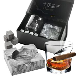 emcollection home bar crystal whiskey gifts for men with side mounted holder, 12oz, bourbon glasses old fashioned | whisky stones | ideal for cocktails, scotch and liquor's lovers (set of 1 glass)