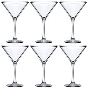 Amazing Abby - Vesper - 10-Ounce Plastic Martini Glasses (Set of 6), Plastic Cocktail Glasses, Reusable, BPA-Free, Shatter-Proof, Dishwasher-Safe, Perfect for Poolside, Outdoors, Camping, and More