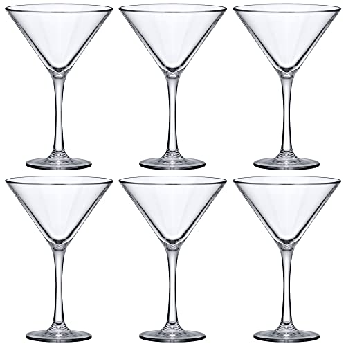 Amazing Abby - Vesper - 10-Ounce Plastic Martini Glasses (Set of 6), Plastic Cocktail Glasses, Reusable, BPA-Free, Shatter-Proof, Dishwasher-Safe, Perfect for Poolside, Outdoors, Camping, and More