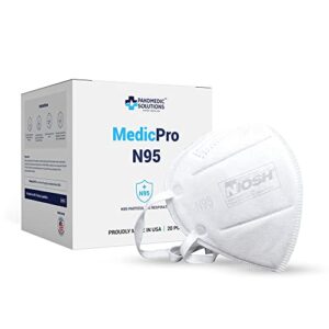 medicpro n95 mask niosh approved made in usa - n95 particulate respirator filter efficiency≥95% - white 5 layer face masks for men women adults and health workers, 20 pack