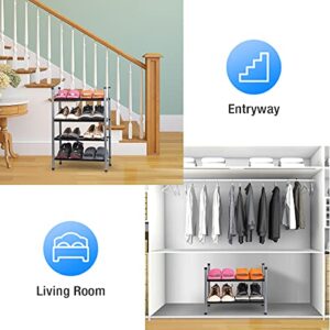 BESIMLI 2-Tier Expandable Shoe Rack Stackable Shoe Organizer Adjustable Metal Iron Shoe Shelf, Free Standing Storage for Closet Entryway Doorway Bedroom Footwear