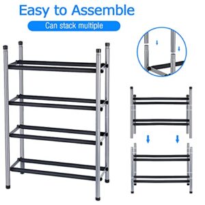 BESIMLI 2-Tier Expandable Shoe Rack Stackable Shoe Organizer Adjustable Metal Iron Shoe Shelf, Free Standing Storage for Closet Entryway Doorway Bedroom Footwear