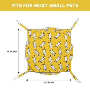 Petmolico Ferret Swing Hammock, Small Pets Hanging Cage Hammock Warm Plush Winter Ferret Accessories for Hamster Guinea Pig Rat Sugar Glider, Yellow Duck