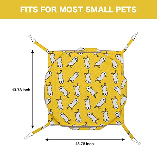 Petmolico Ferret Swing Hammock, Small Pets Hanging Cage Hammock Warm Plush Winter Ferret Accessories for Hamster Guinea Pig Rat Sugar Glider, Yellow Duck