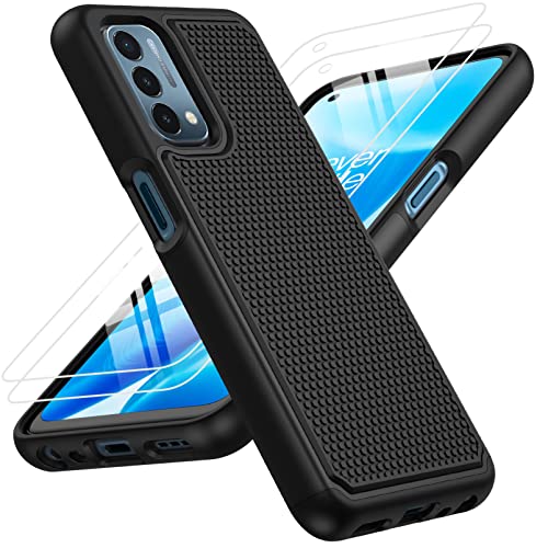 JXVM for OnePlus Nord N200 5G Case: Dual Layer Protective Heavy Duty Cell Phone Cover Shockproof Rugged with Non Slip Textured Back - Military Protection Bumper - 6.49inch (Black Black)