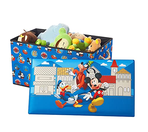 Disney Mickey Mouse Collapsible Toy Storage Bench and Ottoman, 14.5" H x 14.5" D x 25" L