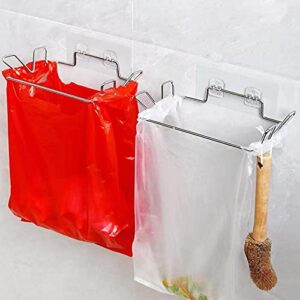 dettelin wall-mounted trash bag holder, non-trace stainless steel garbage plastic bags holder rack for kitchen cabinets doors cupboards -2pcs