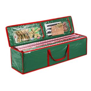 christmas carrying wrapping paper storage bag, gift wrap storage - fits 14-20 standard rolls upto 40"- rectangular prism slim design for underbed wrapping paper storage container or closet storage