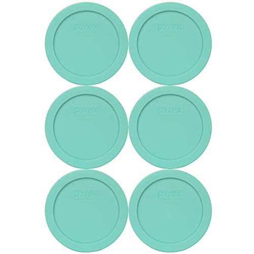 Pyrex 7200-PC Sea Glass Blue Round Plastic Food Storage Lid, Made in USA - 6 Pack