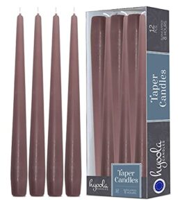 hyoola tall taper candles - 10 inch mauve pink unscented dripless taper candles - 8 hour burn time - 12 pack