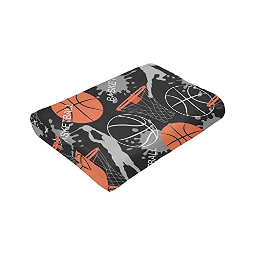 Basketball Soft Throw Blanket All Season Microplush Warm Blankets Lightweight Tufted Fuzzy Flannel Fleece Throws Blanket for Bed Sofa Couch