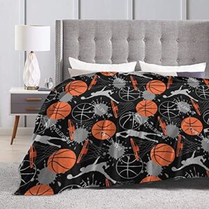 Basketball Soft Throw Blanket All Season Microplush Warm Blankets Lightweight Tufted Fuzzy Flannel Fleece Throws Blanket for Bed Sofa Couch