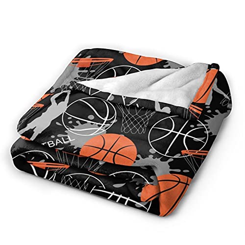 Basketball Soft Throw Blanket All Season Microplush Warm Blankets Lightweight Tufted Fuzzy Flannel Fleece Throws Blanket for Bed Sofa Couch