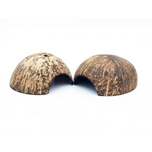 Mr.Peter 2 Pcs. Natural Coconut Shells for Reptile Safe Hideout, Hermit Crabs Hut, Lizard Shell Hut, Spider, Gecko Hids, Snake Hides, Large Aquarium Cave, Betta Fish Hide Cave, Leopard Gecko Tank