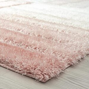 LUXE WEAVERS Lantanas Pink 5x7 Shag Geometric Area Rug, Modern, Stain Resistant, Plush Indoor Rugs