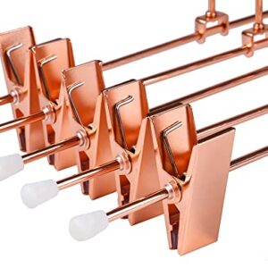 HUMIA 14 Inch Rose Copper Gold Metal Pants Skirts Hangers 12 Pack, Sturdy for Slacks Trousers with 2 Adjustable Non Slip Clips and Swivel Hook (Rose Copper, 12)