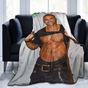 shemar moore soft and comfortable warm fleece blanket for sofa,office bed car camp couch cozy plush throw blankets beach blankets … (black, 60"x50")