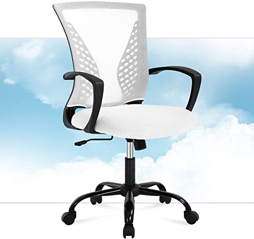 Home Office Chair Mesh Computer Chair Executive Mid Back Ergonomic Adjustable Desk Chair with Lumbar Armrest Support Modern Rolling Swivel Chair for Women&Men Adult