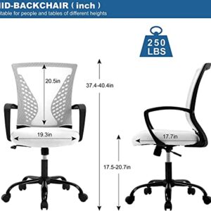 Home Office Chair Mesh Computer Chair Executive Mid Back Ergonomic Adjustable Desk Chair with Lumbar Armrest Support Modern Rolling Swivel Chair for Women&Men Adult