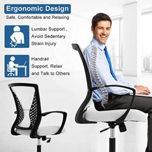 Home Office Chair Mesh Computer Chair Executive Mid Back Ergonomic Adjustable Desk Chair with Lumbar Armrest Support Modern Rolling Swivel Chair for Women&Men Adult