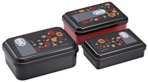 spirited away food storage container with lids 3pc set - authentic japanese design - durable, dishwasher safe - lanterns