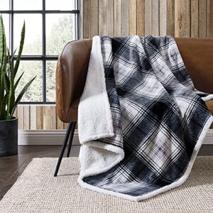 eddie bauer - throw blanket, reversible sherpa fleece bedding, home decor for all seasons (vail plaid, throw)