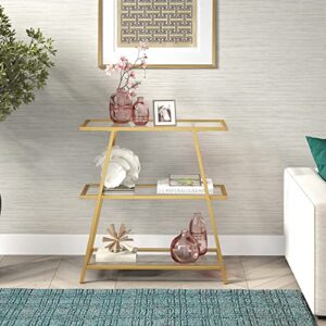 Yair 36'' Tall Rectangular Bookcase in Brass