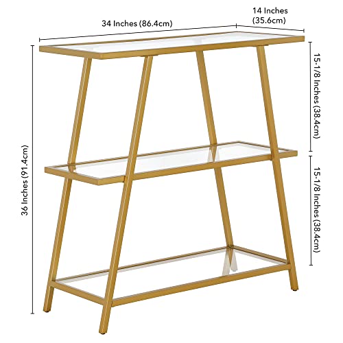 Yair 36'' Tall Rectangular Bookcase in Brass