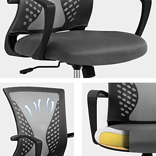 Home Office Chair Mesh Computer Chair Executive Mid Back Ergonomic Adjustable Desk Chair with Lumbar Armrest Support Modern Rolling Swivel Chair for Women&Men Adult