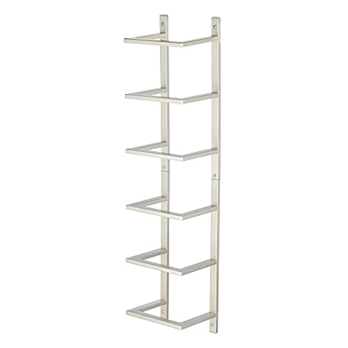 mDesign Modern Decorative Metal 5-Level Wall Mount Towel Rack Holder and Organizer for Storage of Bathroom Towels - Satin