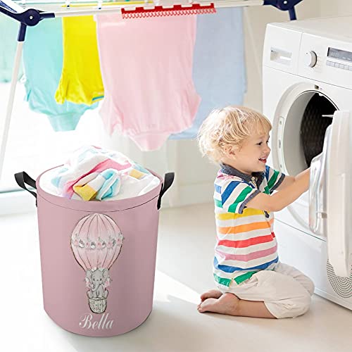 InterestPrint Personalized Laundry Hamper with Names Custom Text Cloth Storafe Basket with Handle Customized Folding Laundry Hamper Basket