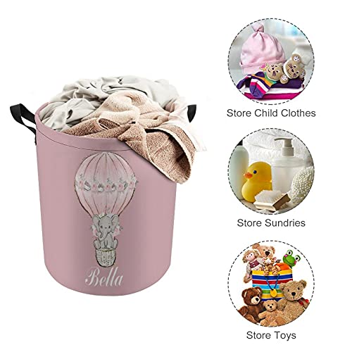 InterestPrint Personalized Laundry Hamper with Names Custom Text Cloth Storafe Basket with Handle Customized Folding Laundry Hamper Basket