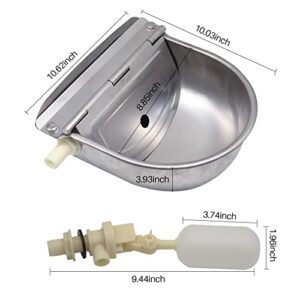 Automatic Cow Drinking Water Bowl, Stainless Steel Feeder Trough Dispenser Waterer for Pet Dog Horse Cattle Goat Sheep, with Float Ball Valves