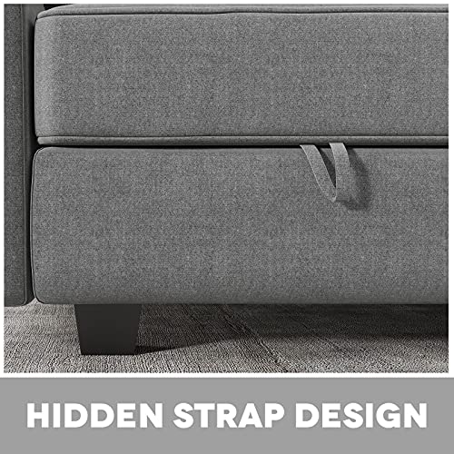 HONBAY Modular Sectional Sofa with Double Chaises U Shaped Sofa for Living Room Sectional Couch with Reversible Ottomans, Grey