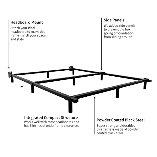 AMOBRO Bed Frame King Size, Easy Assembly Metal King Bed Frame for Boxspring and Mattress, 7 Inchs Heavy Duty 9 Legs Support Base Tool-Free