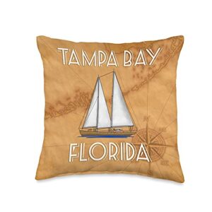 tampa florida vacation nautical sailing designs tampa bay florida fl nautical sailboat sailing throw pillow, 16x16, multicolor