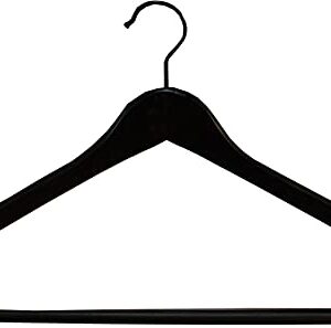 Premium Wooden Suit Hangers 50 Pack, Smooth Solid Wood Coat Hanger with Locking Bar Black Finish