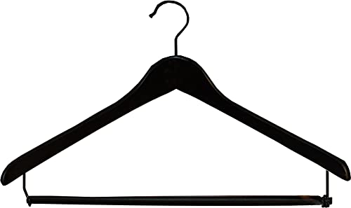 Premium Wooden Suit Hangers 50 Pack, Smooth Solid Wood Coat Hanger with Locking Bar Black Finish